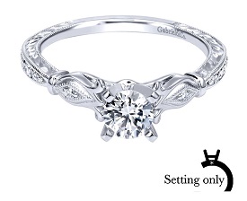 Gabriel & Co. Vintage 14k White Gold Round Straight Semi-Mount ER11783R2W44JJ